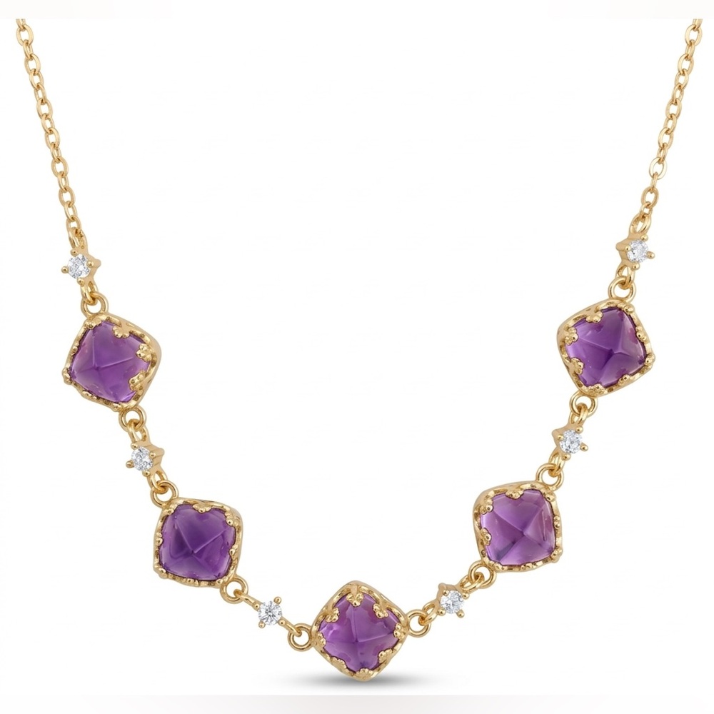 SGB16 S925 Stamped Natural Amethyst Bracelet 6.5+2”